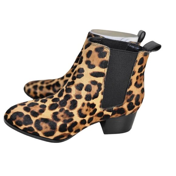 Leopard Animal Print Leather Chelsea Ankle Boots Booties Women | Size 6 - Picture 5 of 16